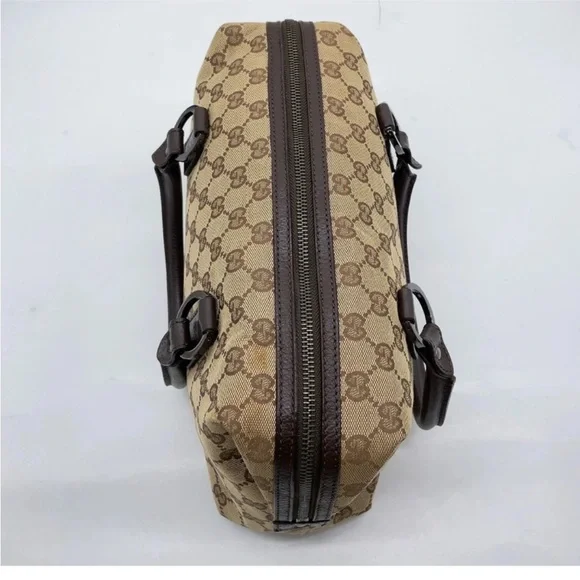 Gucci GG Canvas Leather mini Boston Beige and Brown Satchel white Dust bag. - Picture 8 of 13